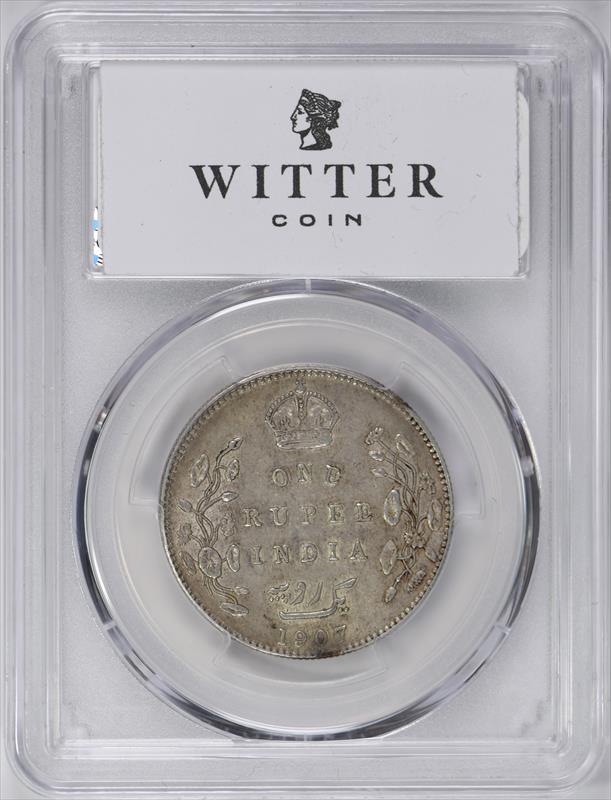 1907(C) India British SW-7.35 Prid-193 Rupee PCGS AU50 