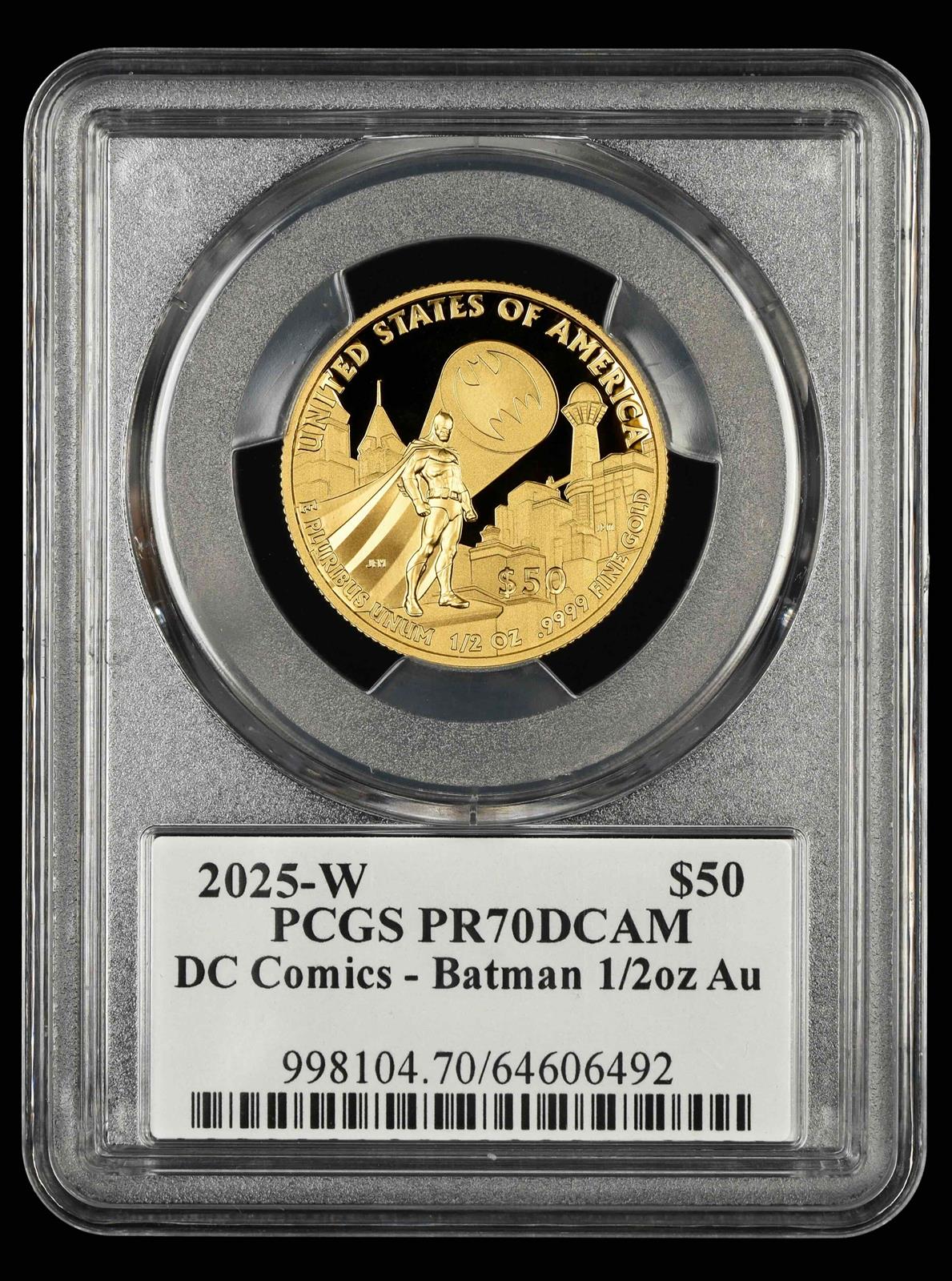 2025 W $50 PCGS DC Comics Batman 1/2oz PR70DCAM
