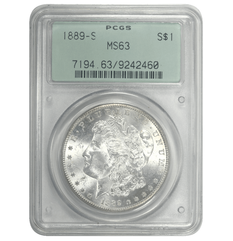 1889-S Morgan Silver Dollar $1 PCGS Cartwheel Frosty MS 63 