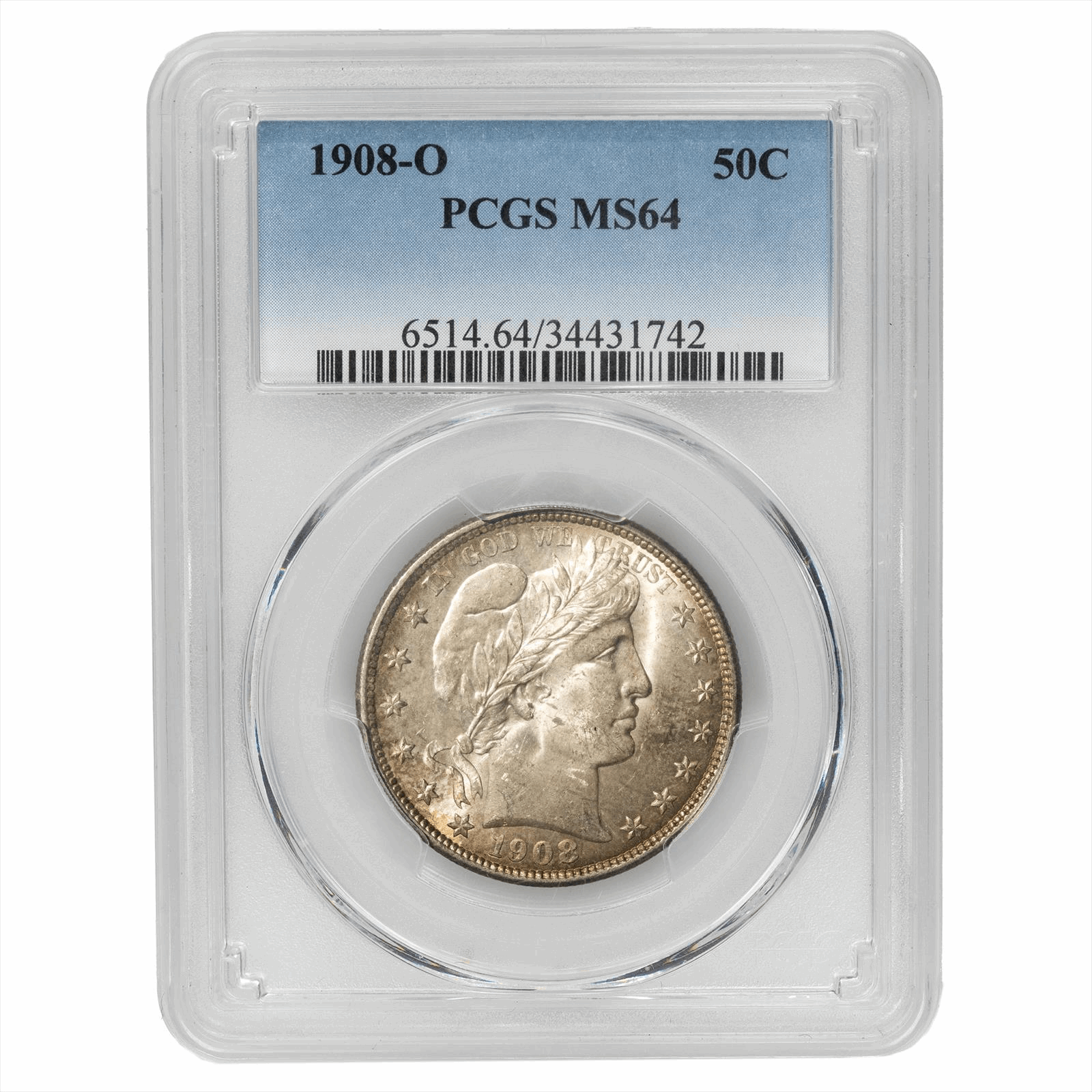1908-O Barber Half Dollar 50C PCGS MS 64