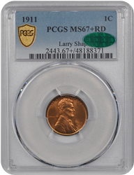 1911 Lincoln PCGS CAC RD 67+