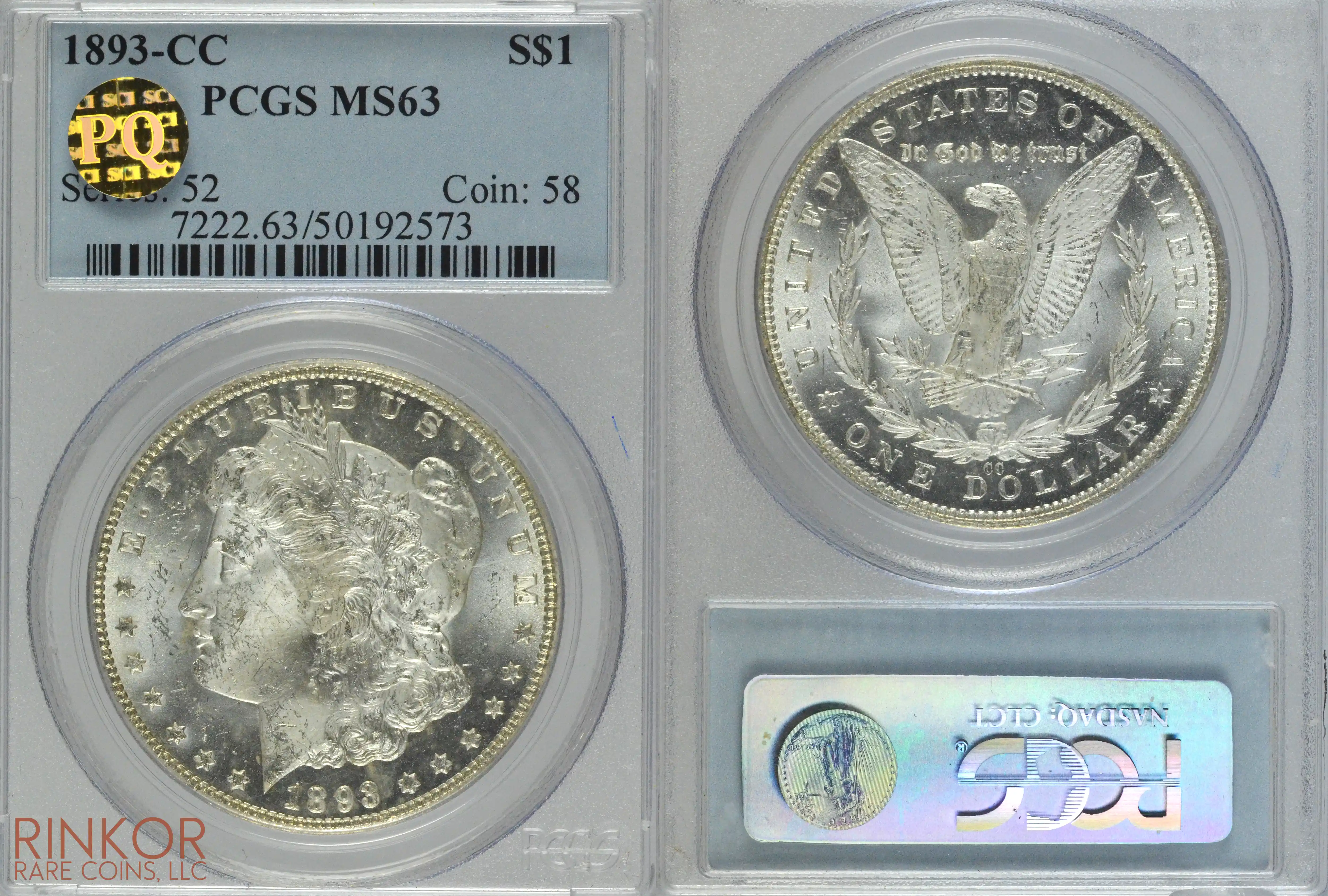 1893-CC $1 PCGS MS 63