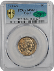 1913-S  Type 1 Buffalo PCGS CAC MS 66+