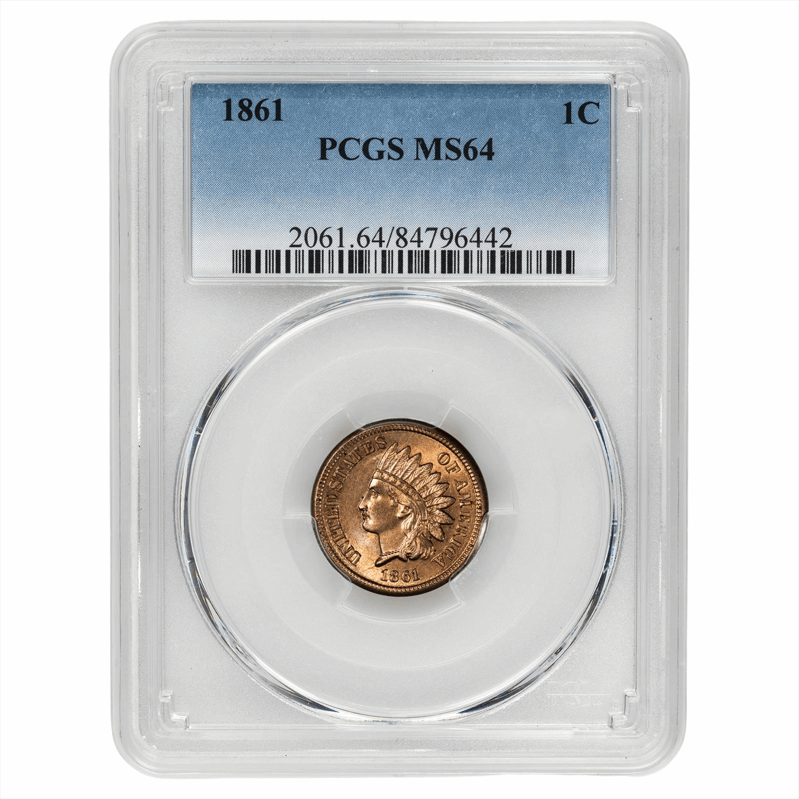 1861 Indian Head Cent 1C PCGS MS 64 
