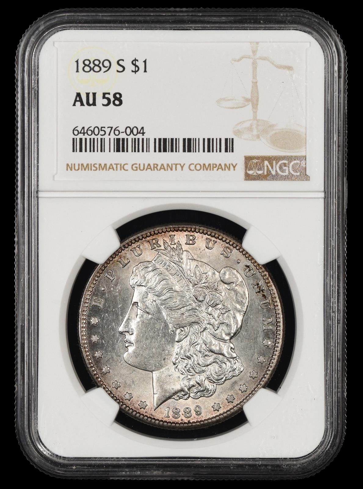 1889 S $1 NGC AU 58