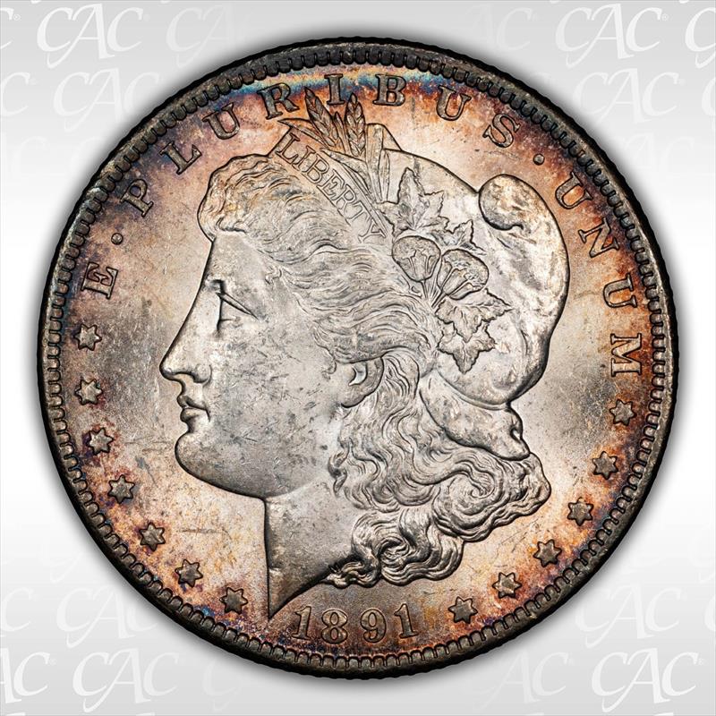 1891-CC Spitting Eagle $1 CACG MS 62