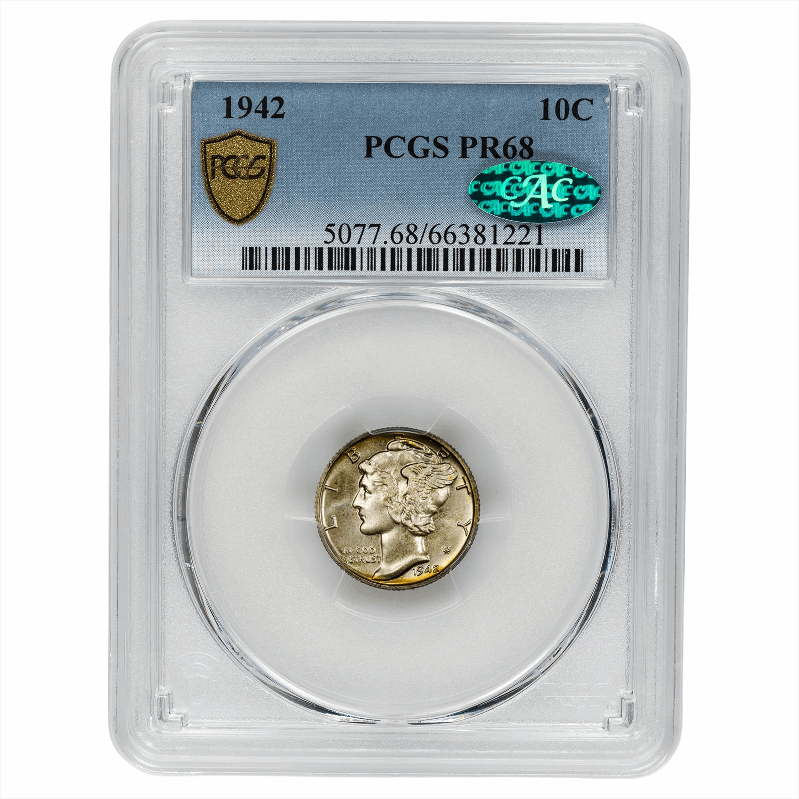 1942 Mercury Dime 10C PCGS PR 68 CAC