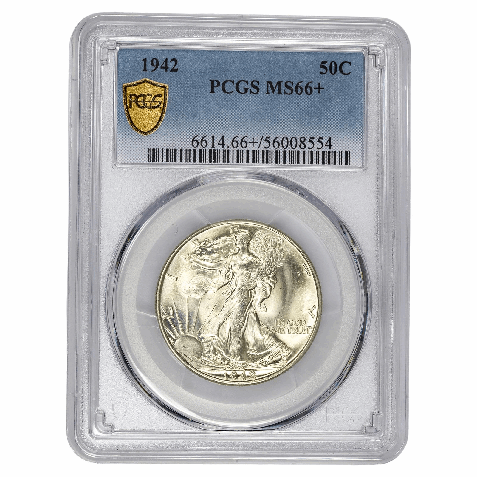 1942 Walking Liberty Half Dollar 50C PCGS MS 66+