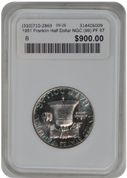 1951 Franklin Half Dollar NGC (99) PF 67