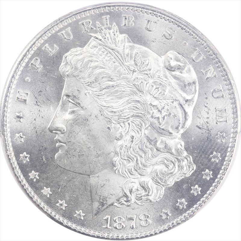 1878-S Morgan Silver Dollar $1 PCGS MS 65 - Nice White Coin, Light Cameo