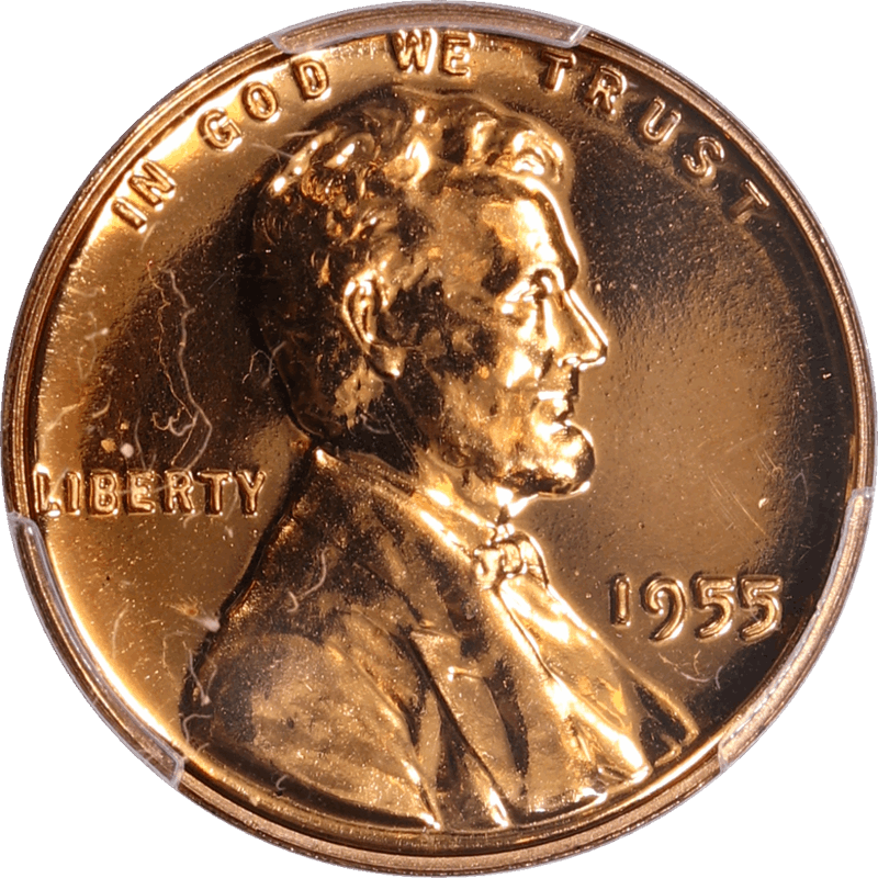 1955 Lincoln Wheat Small Cent 1C, RD PCGS PR 66 RD