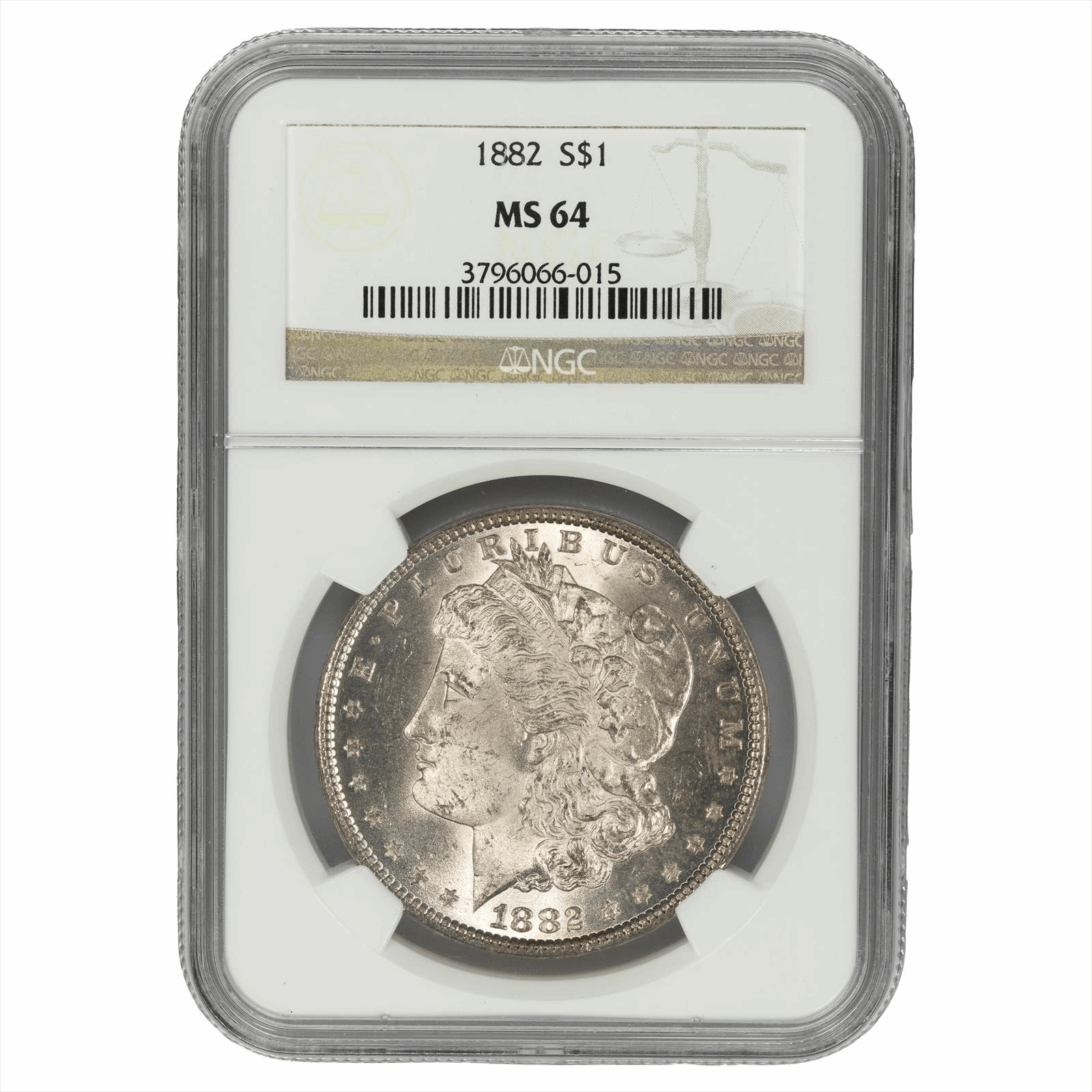 1882 Morgan Silver Dollar S$1 NGC MS 64
