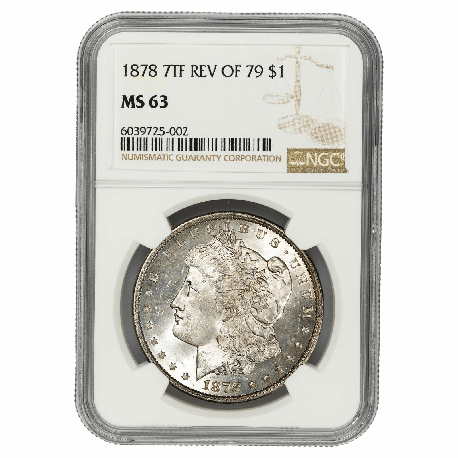 1878 7TF $1 Reverse of 1879 NGC MS 63 