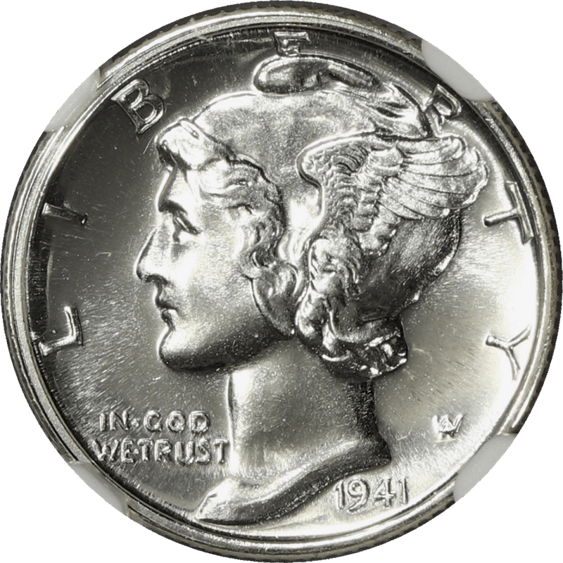 1941 Mercury Dime 10c, NGC PF 67 - Nice White Coin