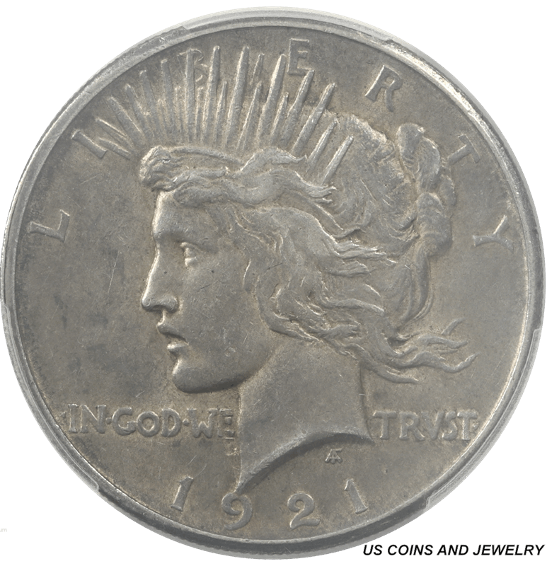 1921 Peace Silver Dollar, PCGS AU-55 - Light Gold Original Toning
