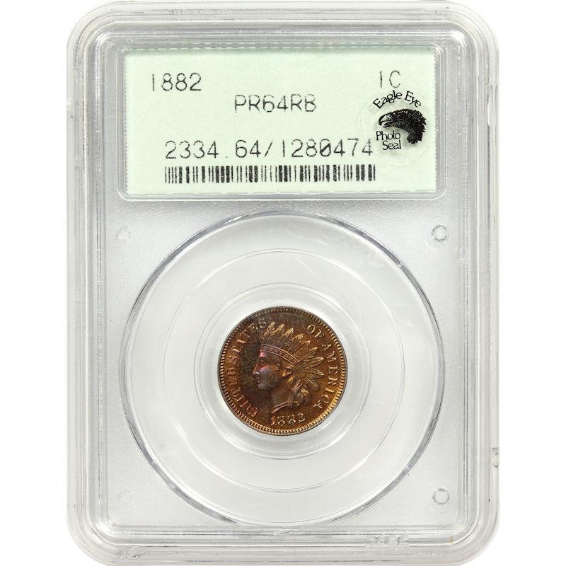 1882 Indian Head Cent 1C PCGS PR64RB Old Green Holder