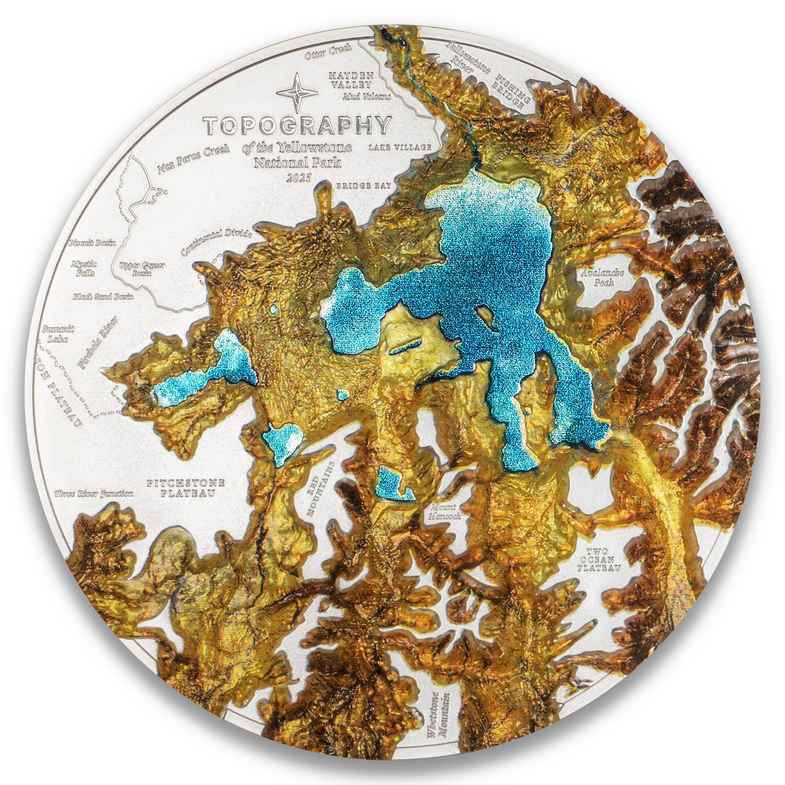 2025 Cook Islands Topography - Yellowstone 5oz Silver Coin Ultra High Relief