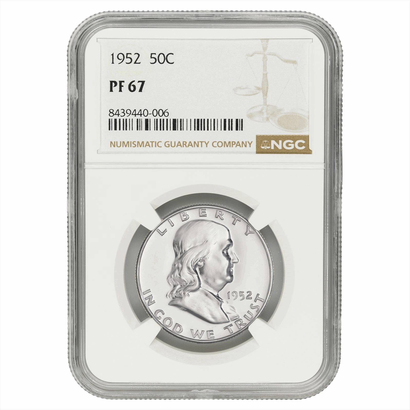 1952 Franklin Half Dollar 50C NGC PF 67