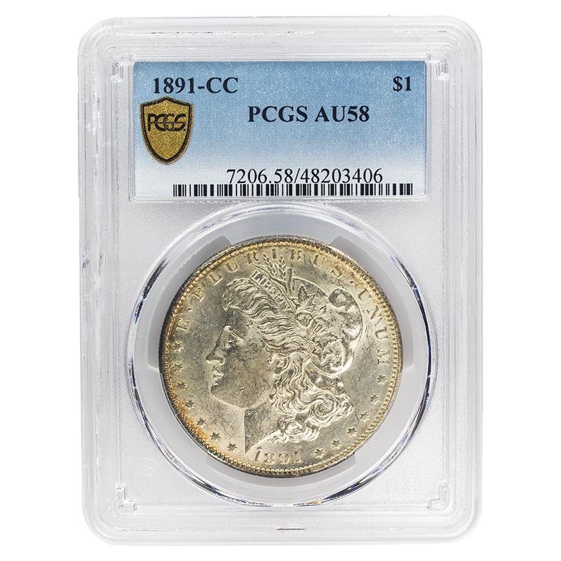 1891-CC Morgan Dollar, $1 PCGS AU 58 