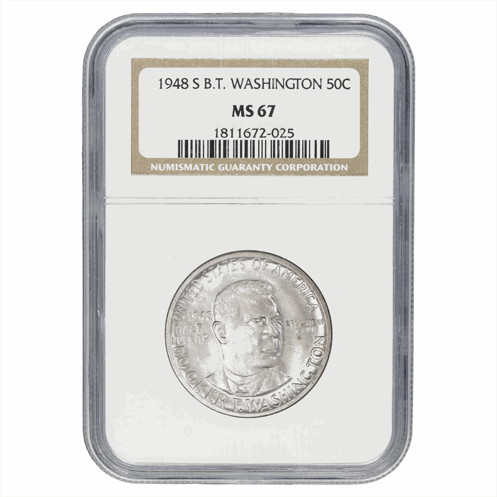 1948-S Booker T Washington Commemorative Half Dollar 50C NGC MS 67