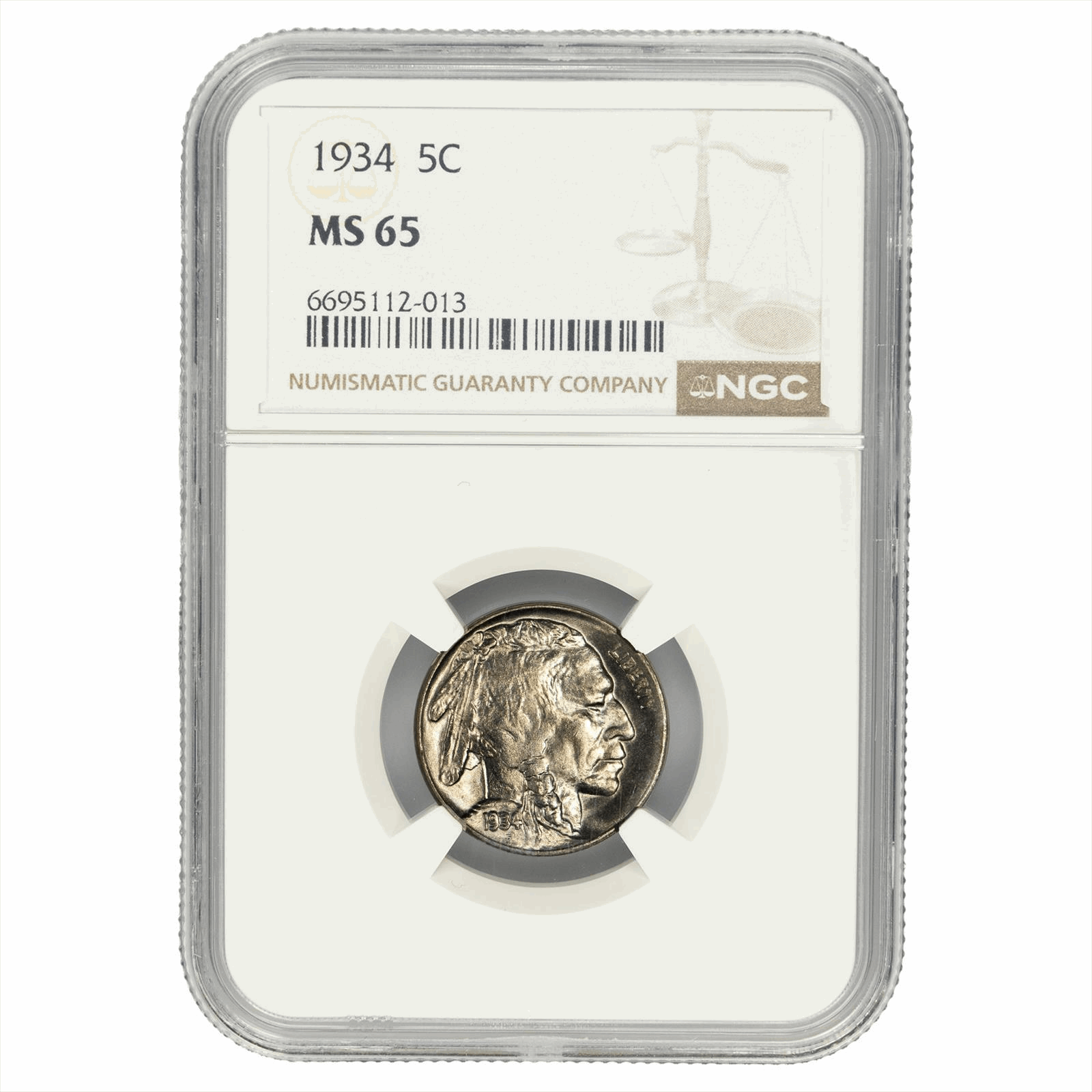 1934 Buffalo Nickel 5C NGC MS 65