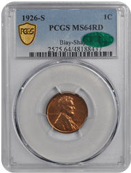 1926-S Lincoln PCGS CAC MS RD 64