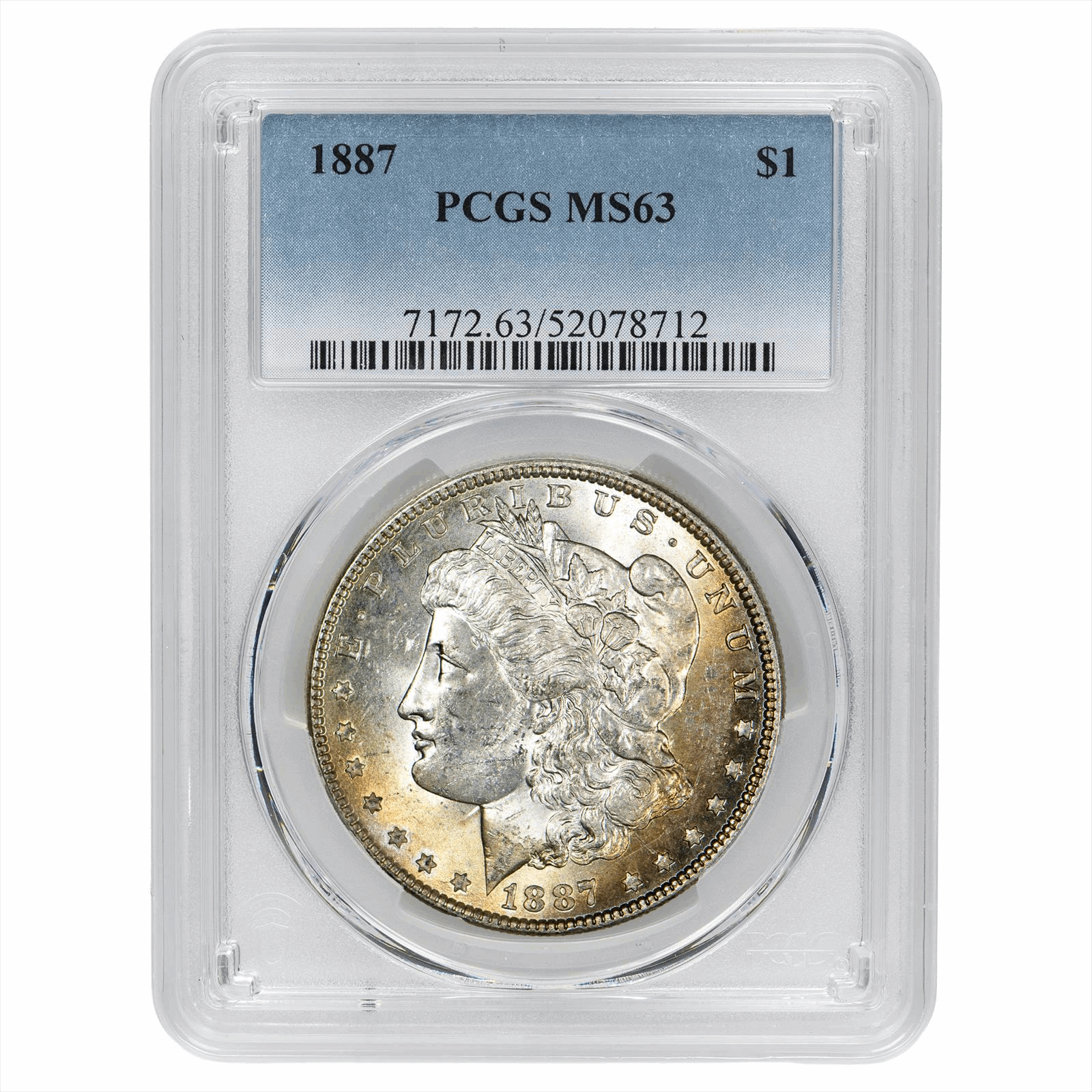 1887 Morgan Silver Dollar $1 PCGS MS 63
