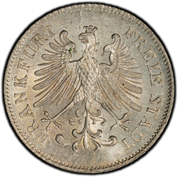 View 1848 German States: Frankfurt. 6 Kreuzer. PCGS MS67  image 1