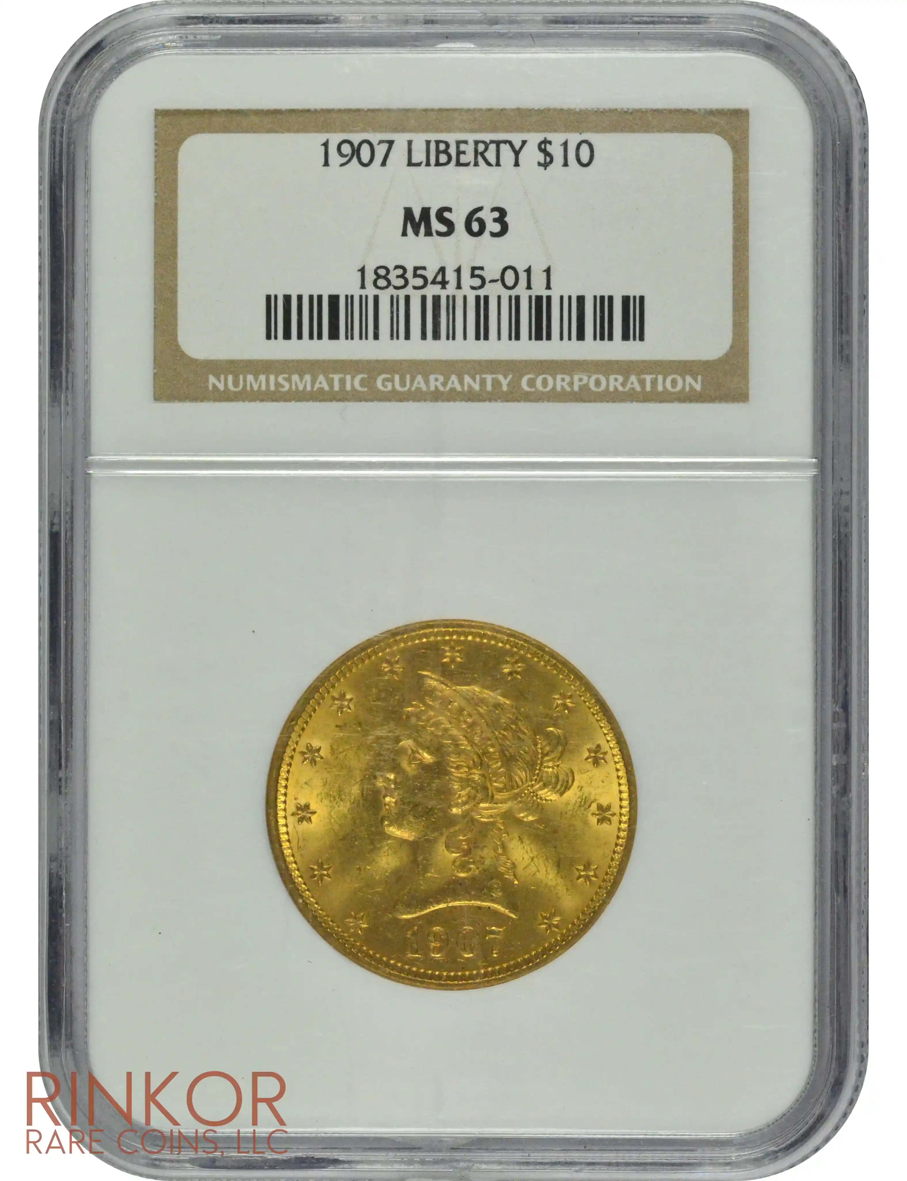 1907 $10 Liberty Head Eagle NGC MS 63