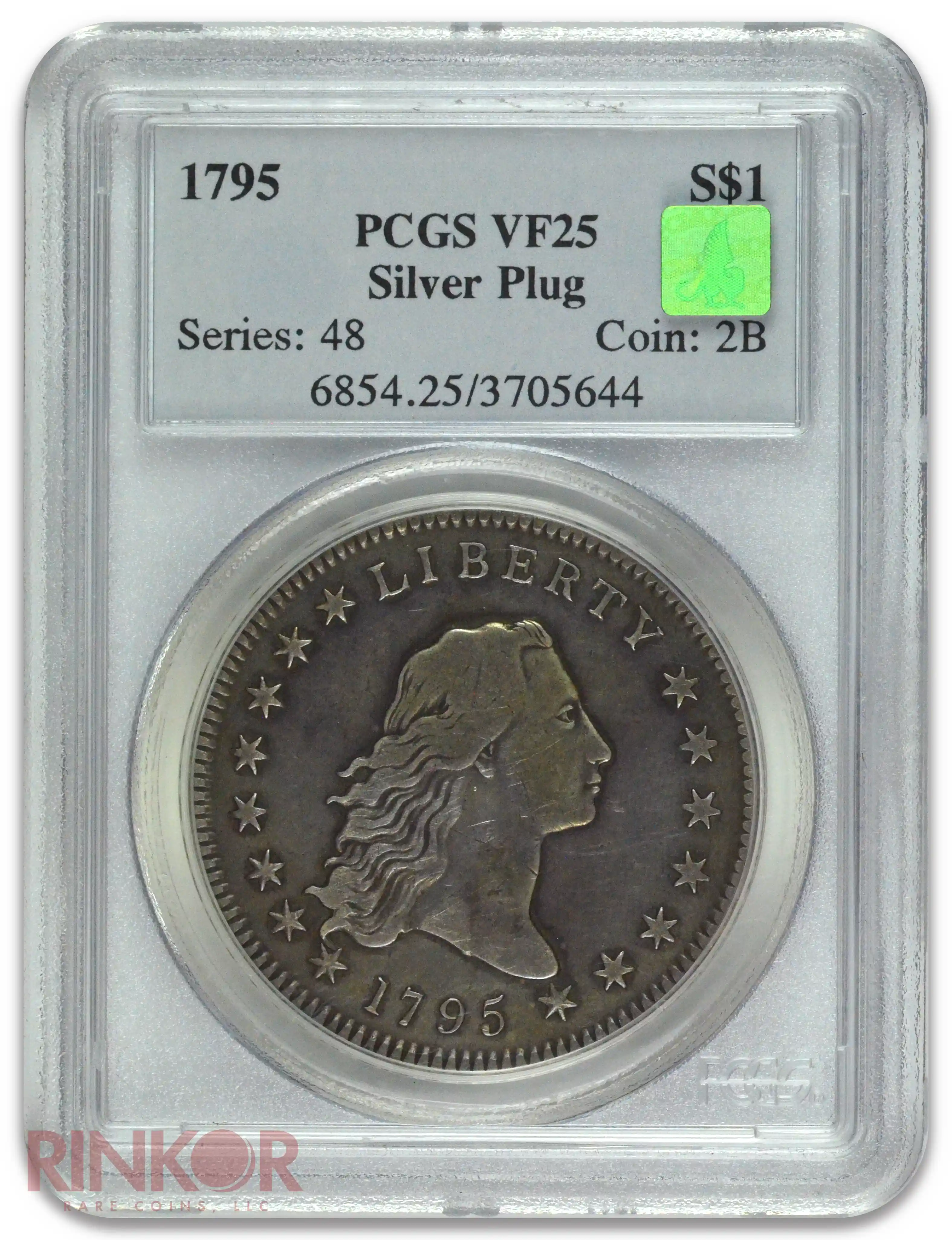 1795 $1 Silver Plug Flowing Hair Dollar PCGS VF-25