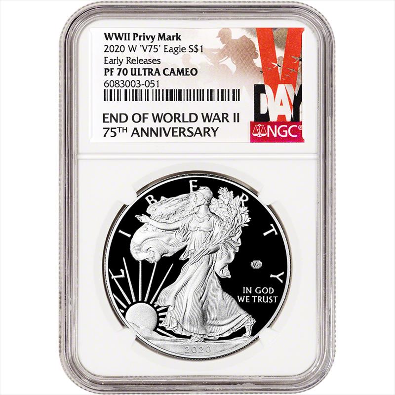 2020-W $1 American Silver Eagle End of War World II 75th Anniversary Early Release PF70 NGC