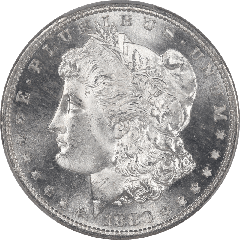 1880-S Morgan Silver Dollar PCGS and CAC MS67 Frosty White PQ+ Coin