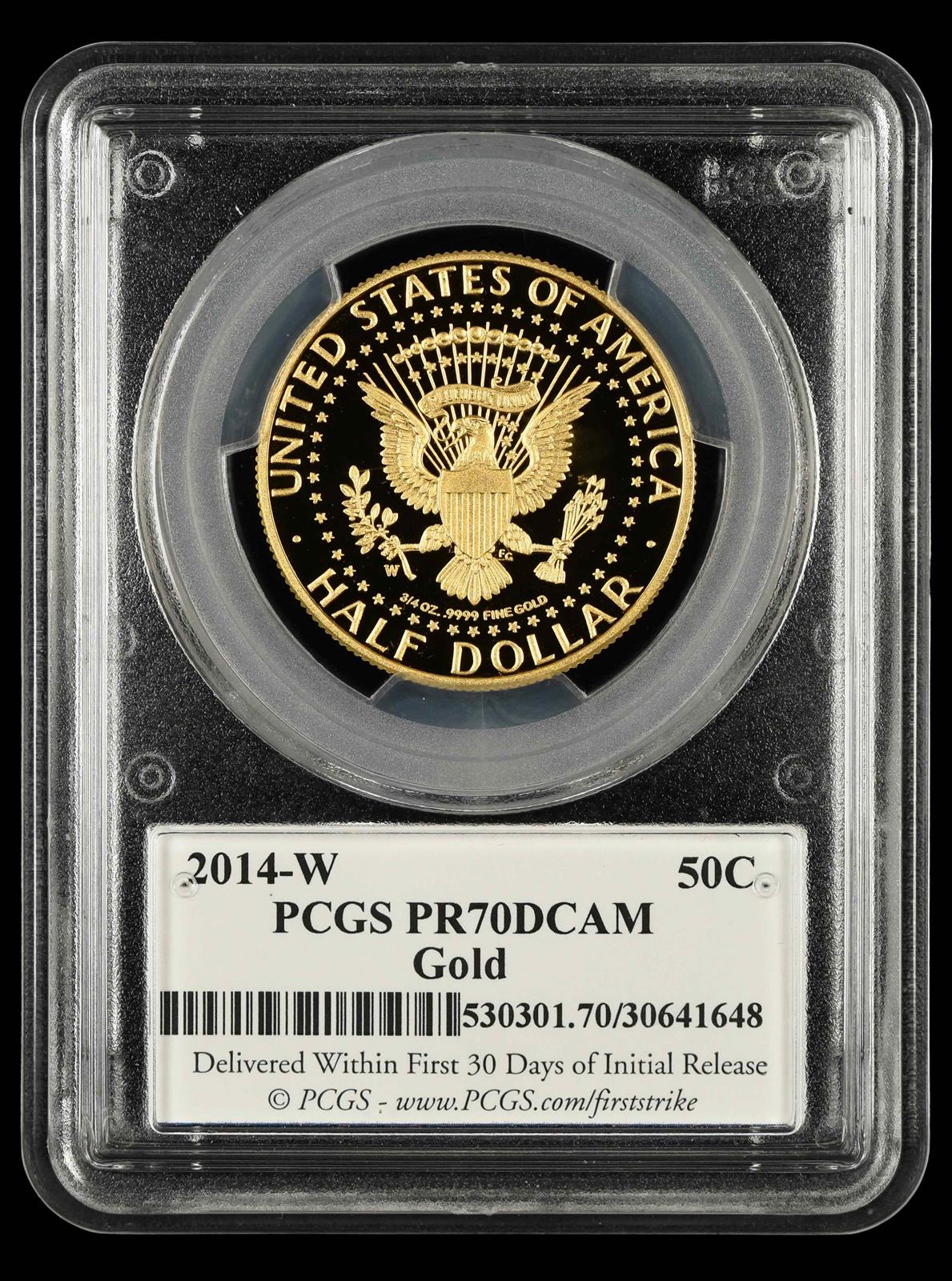2014 W 50C JFK Gold PCGS PR70 DCAM