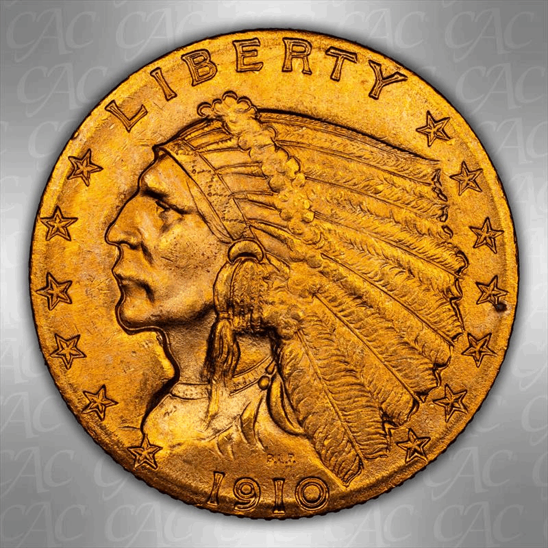 1910 $2.50 CACG MS 65 