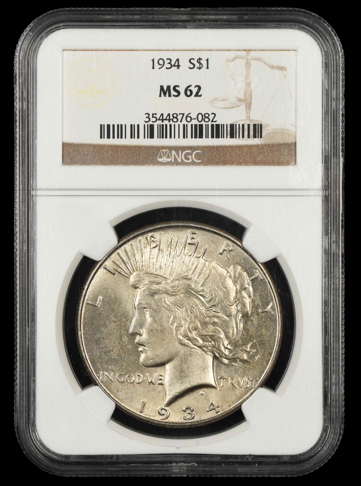 1934 $1 NGC MS 62