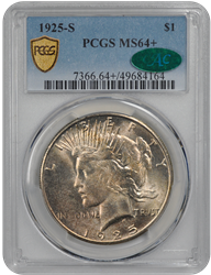 1925-S Peace PCGS CAC MS 64+