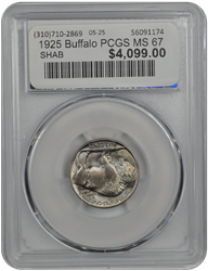 1925 Buffalo PCGS MS 67