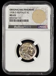 1938 D Buffalo Nickel Bag Fragment NGC MS65