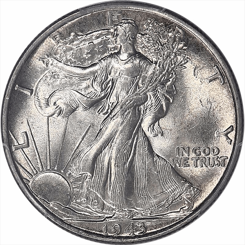 1943 Walking Liberty Half Dollar 50C PCGS MS 62 - Nice Lustrous Coin
