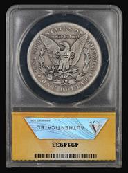 1889 CC $1 Countermarked 1949 ANACS  VG 8 Details