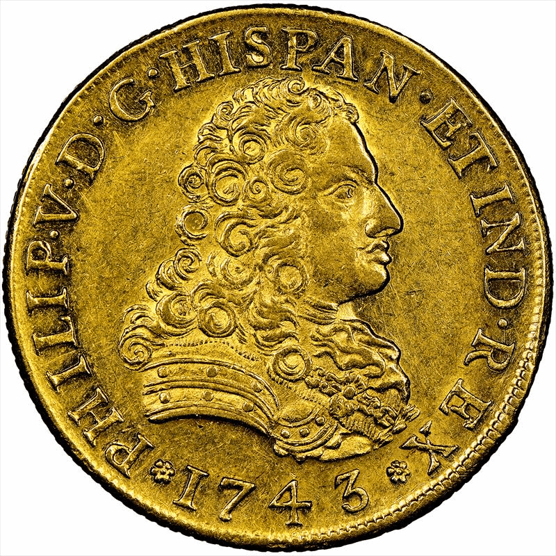 1743 Mo MF Mexico 8 Escudo NGC AU 55