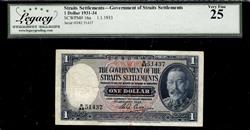 STRAITS SETTLEMENTS - GOVERNMENT OF STRAITS SETTLEMENTS 1 DOLLAR 1931 - 34 VERY FINE 25 