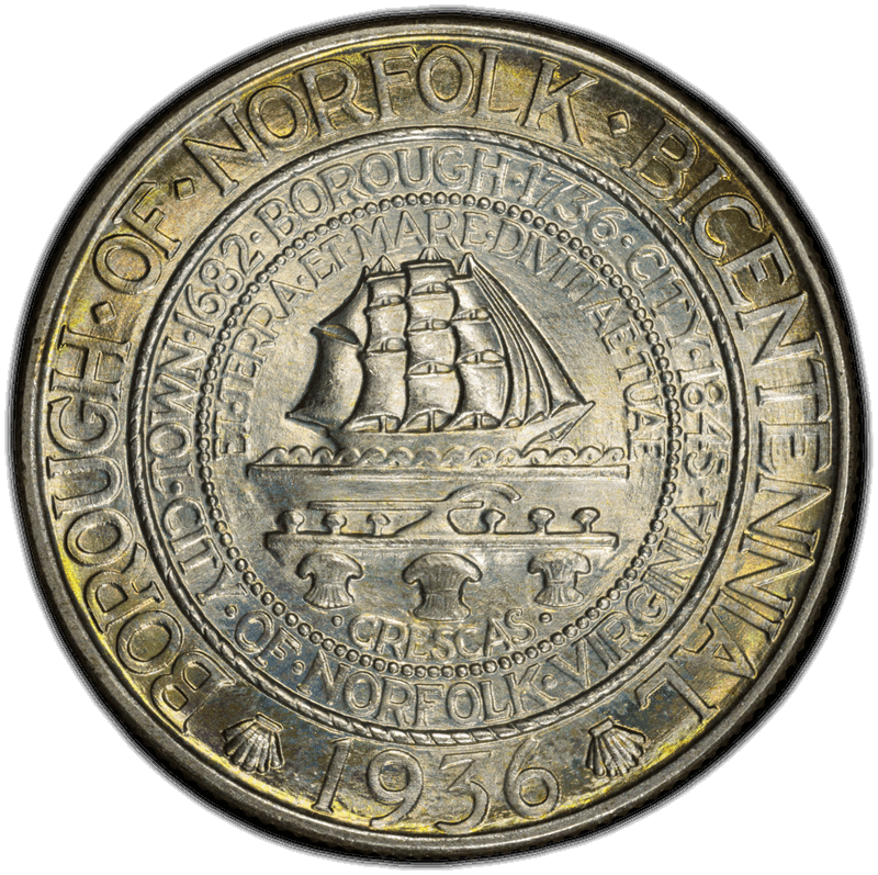 1936 Norfolk 50C PCGS MS 68 CAC