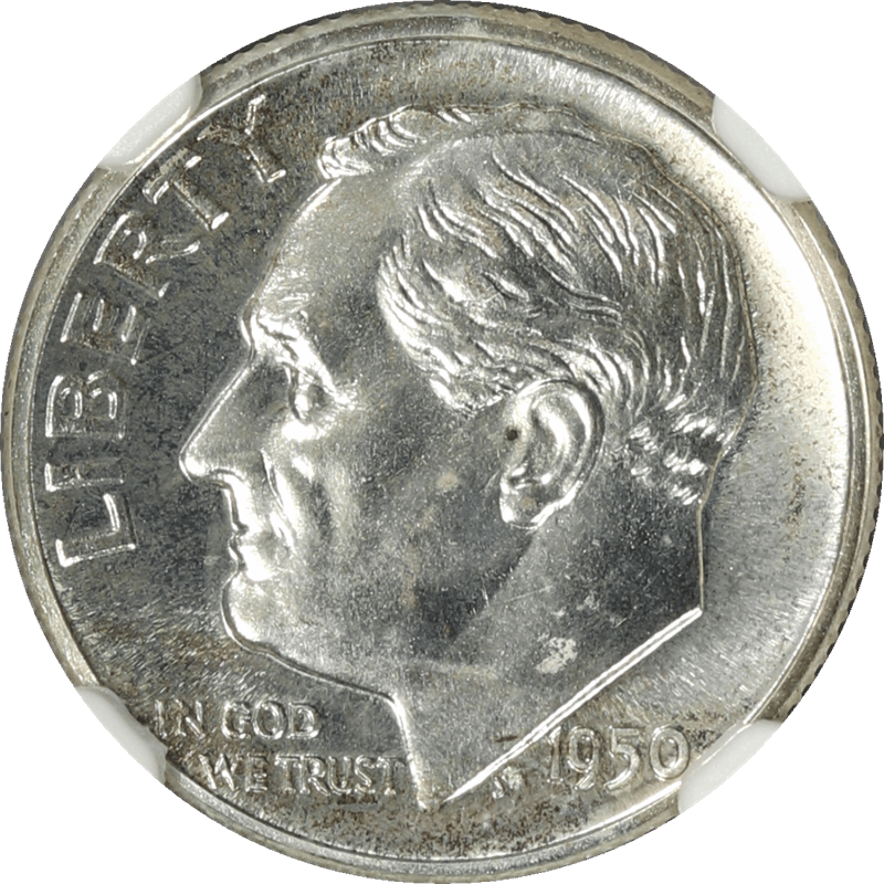 1950 Roosevelt Dime 10c, NGC PF 66 - Nice White Coin
