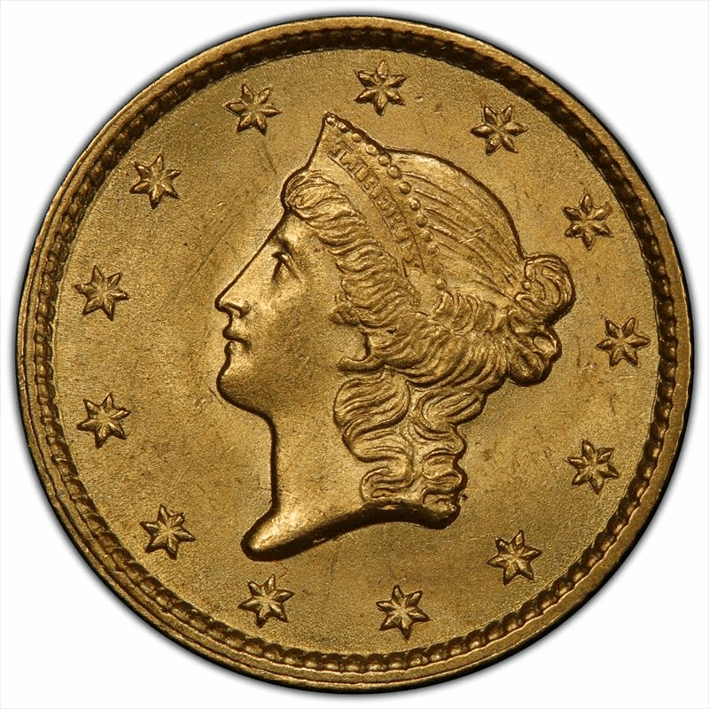 1853 G$1 PCGS MS 65 CAC