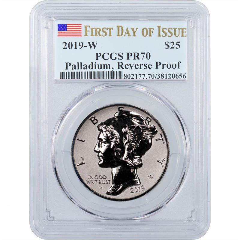 2019-W $25 American Palladium Eagle First Day of Issue Reverse