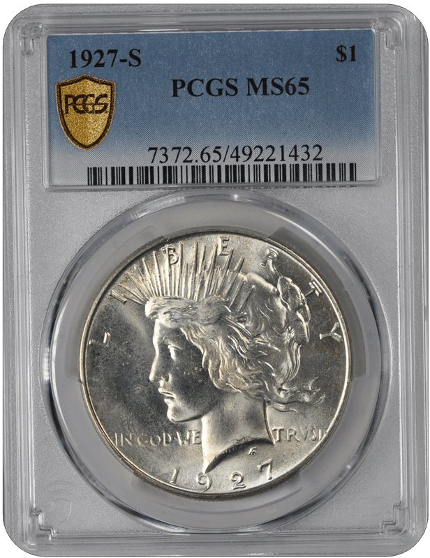 1927-S $1 Peace Dollar PCGS  #3506-8 MS65