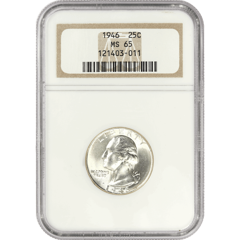 1946 Washington Quarter 25c, NGC MS 65 - Nice Original Coin