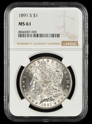 1891 S $1 NGC MS 61