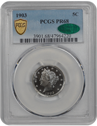 1903 5C Liberty Nickel PCGS  CAC PR68